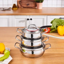 Karaca Stahltopf Sets-Emirgan 6-teiliges Stahlplattenset Farblös