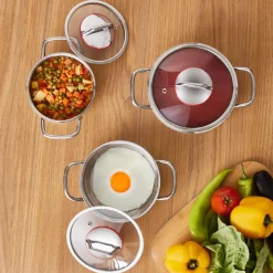 Karaca Stahltopf Sets-Emirgan 6-teiliges Stahlplattenset Farblös