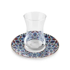 Karaca Teegläser Sets-Emirgan 12-teiliges Türkisches Teeset aus Bone China für 6 Personen, 130 ml, Mehrfarbig