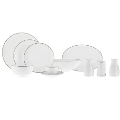 Karaca Tafelservice Für 12 Personen-Epsilon New Generation Bone 12 Personen Geschirrset, , 76 teilig Gold