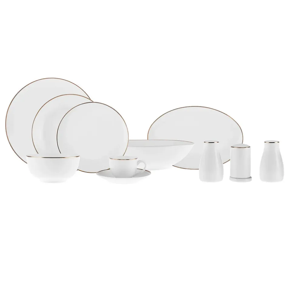 Karaca Tafelservice Für 12 Personen-Epsilon New Generation Bone 12 Personen Geschirrset, , 76 teilig Gold