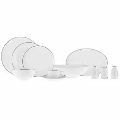 Karaca Tafelservice Für 12 Personen-Epsilon New Generation Bone 12 Personen Geschirrset, Platin, 76 teilig Platın
