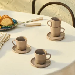 Karaca Mokka & Espressotassen Set-Eric 8-teiliges Espressoglas-Set für 4 Personen Braun01