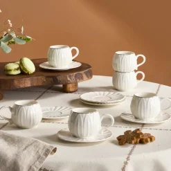 Karaca Mokka & Espressotassen Set-Eylül Kaffeetasse für 6 Personen 85 Ml Weıß01