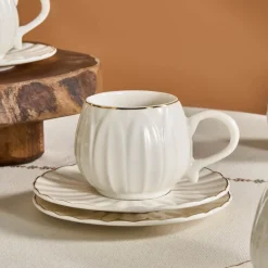 Karaca Mokka & Espressotassen Set-Eylül Kaffeetasse für 6 Personen 85 Ml Weıß01