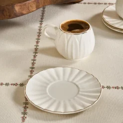 Karaca Mokka & Espressotassen Set-Eylül Kaffeetasse für 6 Personen 85 Ml Weıß01