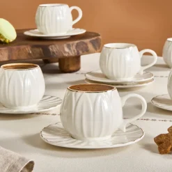 Karaca Mokka & Espressotassen Set-Eylül Kaffeetasse für 6 Personen 85 Ml Weıß01