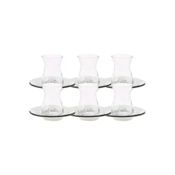 Karaca Teegläser Sets-Face 12-teiliges Türkisches Teeset für 6 Personen, 132 ml, Mehrfarbig Weıß01
