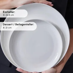 Karaca Tafelservice Für 12 Personen-Favaro für 12 Personen Geschirrset, 56 Teilig, New Generation Bone Weıß01