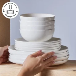 Karaca Tafelservice Für 12 Personen-Favaro für 12 Personen Geschirrset, 56 Teilig, New Generation Bone Weıß01