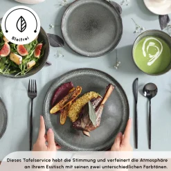 Karaca Tafelservice Für 6 Personen-Fein Reactive Geschirrset, 6 Personen, 24 teilig Multıfarben