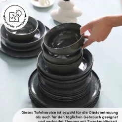 Karaca Tafelservice Für 6 Personen-Fein Reactive Geschirrset, 6 Personen, 24 teilig Multıfarben