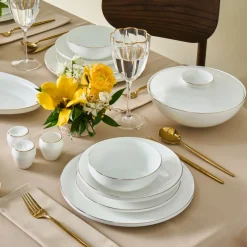 Karaca Tafelservice Für 12 Personen-Fine Bone Meridian 55-teiliges Tafelservice für 12 Personen Gold