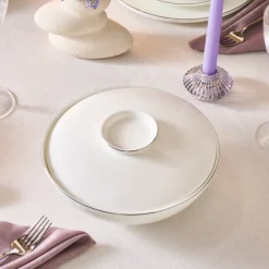 Karaca Tafelservice Für 12 Personen-Fine Bone Meridian 55-teiliges Tafelservice für 12 Personen Platin Platın