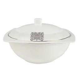 Karaca Tafelservice Für 12 Personen-Fine Bone New Lotus 60 Pieces Dinnerware Set Square Whıte01