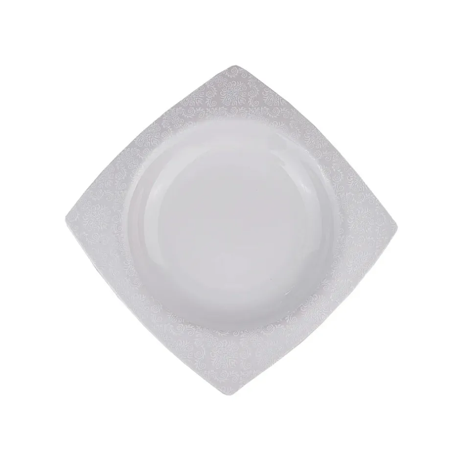 Karaca Tafelservice Für 12 Personen-Fine Bone Ruffle 60-teiliges Quadratisches Tafelservice für 12 Personen Weıß01