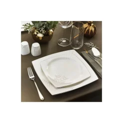 Karaca Tafelservice Für 12 Personen-Fine Bone Together Alone 60-teiliges für 12 Personen Essservice Weıß01