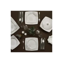 Karaca Tafelservice Für 12 Personen-Fine Bone Together Alone 60-teiliges für 12 Personen Essservice Weıß01