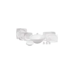 Karaca Tafelservice Für 12 Personen-Fine Bone Together Alone 60-teiliges für 12 Personen Essservice Weıß01