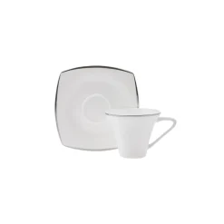 Karaca Frühstücksset Für 6 Personen-Fine Pearl Agate Platin 26-teiliges Frühstücksset und Servierschalen für 6 Personen Quadratisch Platın