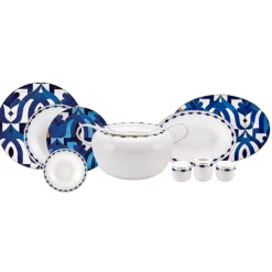 Karaca Tafelservice Für 12 Personen-Fine Pearl Azur 62 Teiliges Für 12 Personen Tafelservice Blau01