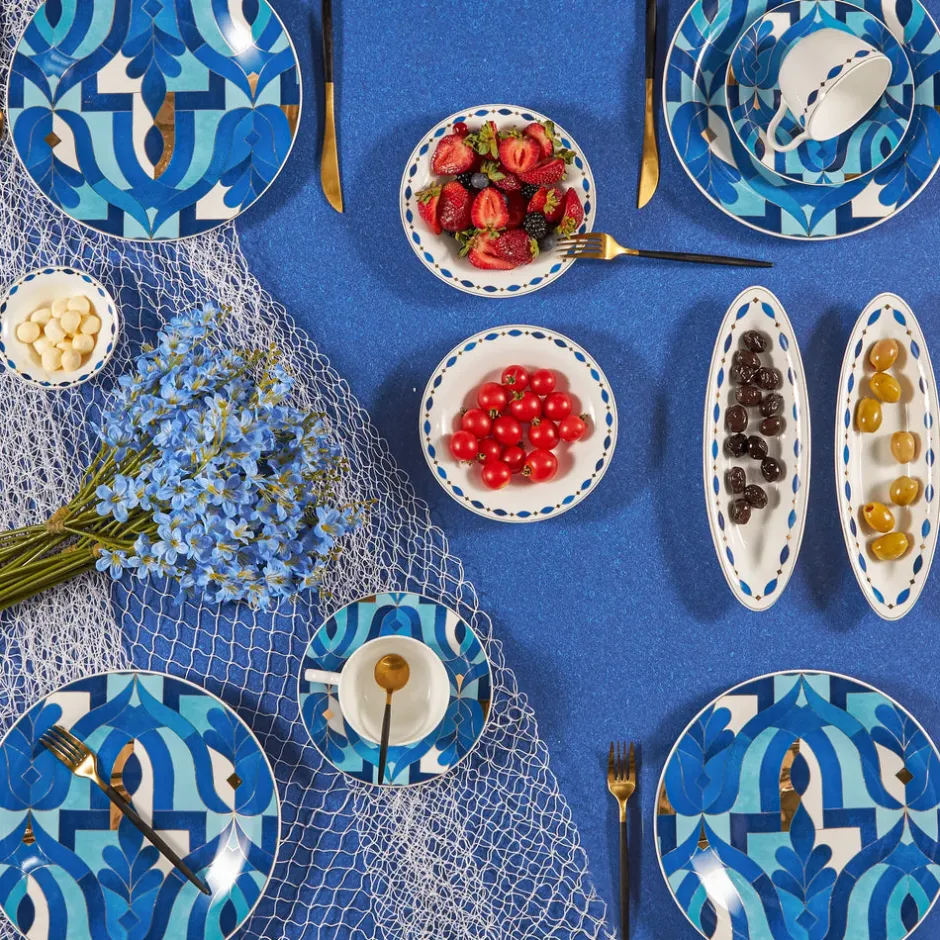 Karaca Frühstücksset Für 6 Personen-Fine Pearl Azur 26-teiliges Frühstücksset und Servierschalen Blau01