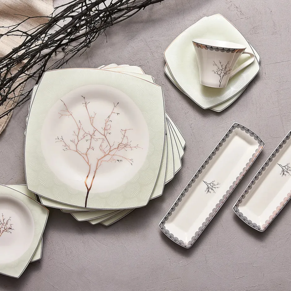 Karaca Frühstücksset Für 6 Personen-Fine Pearl Banyan für 6 Personen Frühstücksset und Servierschalen, 26 Teilig Multıfarben