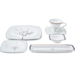 Karaca Frühstücksset Für 6 Personen-Fine Pearl Banyan für 6 Personen Frühstücksset und Servierschalen, 26 Teilig Multıfarben