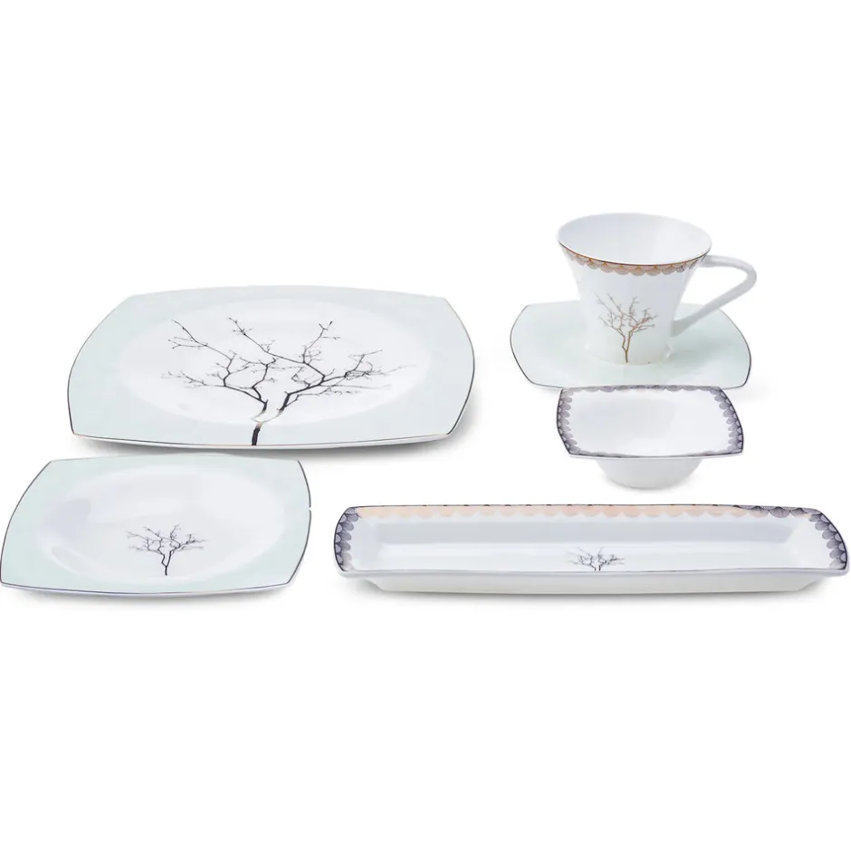 Karaca Frühstücksset Für 6 Personen-Fine Pearl Banyan für 6 Personen Frühstücksset und Servierschalen, 26 Teilig Multıfarben
