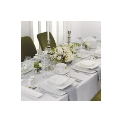 Karaca Tafelservice Für 12 Personen-Fine Pearl Belha 62-teiliges quadratisches Perlmutt Dinner-Set für 12 Personen Weıß01