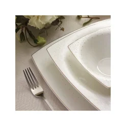 Karaca Tafelservice Für 12 Personen-Fine Pearl Belha 62-teiliges quadratisches Perlmutt Dinner-Set für 12 Personen Weıß01