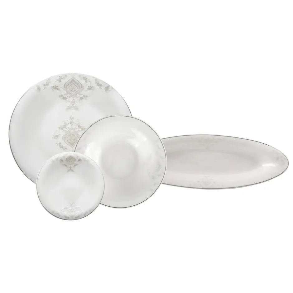 Karaca Frühstücksset Für 6 Personen-Fine Pearl Bella 14 Piece Breakfast and Serveware Set for 6 Person Whıte01