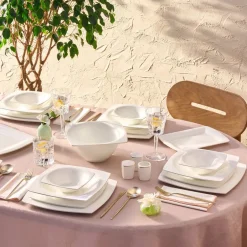 Karaca Tafelservice Für 12 Personen-Fine Pearl Dara 58-Teiliges 12-Personen Geschirrset Gold