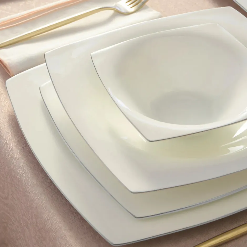 Karaca Tafelservice Für 12 Personen-Fine Pearl Dara 58-Teiliges 12-Personen Geschirrset Platin Platın