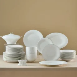 Karaca Tafelservice Für 12 Personen-Fine Pearl Extra Argento 55-Teiliges Tafelservice Für 12 Personen, Platin Platın
