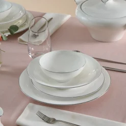 Karaca Tafelservice Für 12 Personen-Fine Pearl Extra Argento 55-Teiliges Tafelservice Für 12 Personen, Platin Platın