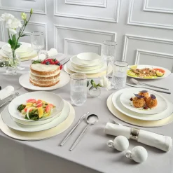 Karaca Tafelservice Für 12 Personen-Fine Pearl Extra Chanak 55-teiliges Tafelservice für 12 Personen Platin Platın