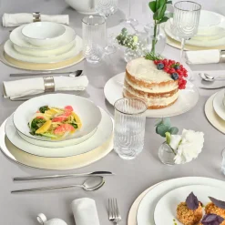 Karaca Tafelservice Für 12 Personen-Fine Pearl Extra Chanak 55-teiliges Tafelservice für 12 Personen Platin Platın