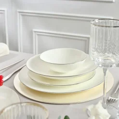Karaca Tafelservice Für 12 Personen-Fine Pearl Extra Chanak 55-teiliges Tafelservice für 12 Personen Platin Platın