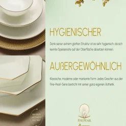 Karaca Tafelservice Für 12 Personen-Fine Pearl Extra Chanak 62-Teiliges 12-Personen Geschirrset Gold
