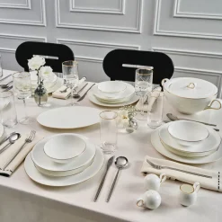 Karaca Tafelservice Für 12 Personen-Fine Pearl Extra Chanak 55-teiliges Tafelservice für 12 Personen, Gold