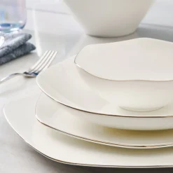 Karaca Tafelservice Für 12 Personen-Fine Pearl Extra Hexagon, 61-teiliges 12-Personen-Geschirrset Gold