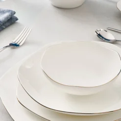 Karaca Tafelservice Für 12 Personen-Fine Pearl Extra Hexagon, 61-teiliges 12-Personen-Geschirrset Gold