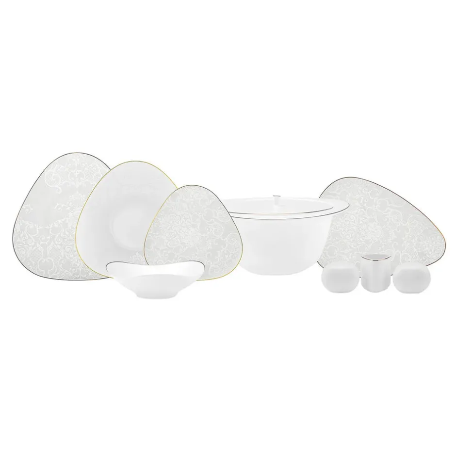 Karaca Tafelservice Für 12 Personen-Fine Pearl Extra Jules 62 Teile für 12 Personen Geschirr Set Gold