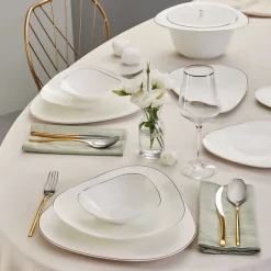 Karaca Tafelservice Für 12 Personen-Fine Pearl Extra Jules 62 Teile für 12 Personen Geschirr Set Gold