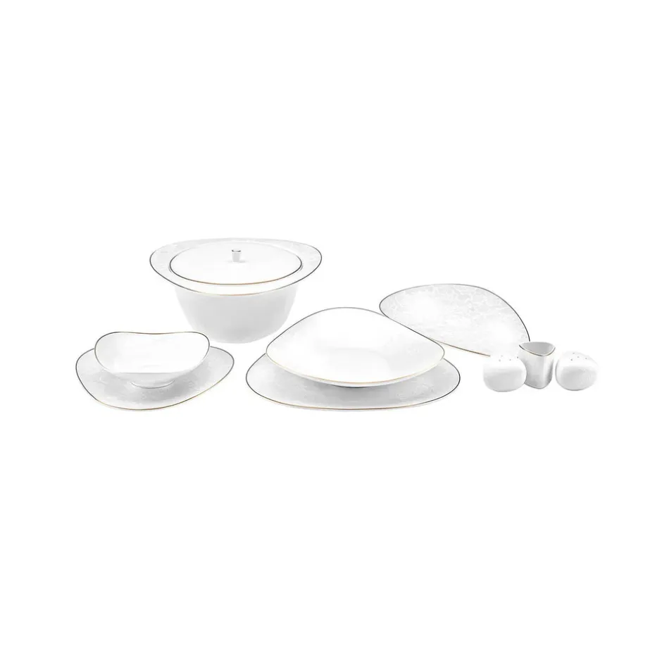 Karaca Tafelservice Für 12 Personen-Fine Pearl Extra Jules 62 Teile für 12 Personen Geschirr Set Gold