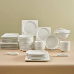 Karaca Tafelservice Für 12 Personen-Fine Pearl Extra Nish 62-Teiliges 12-Personen Geschirrset Platin Platın