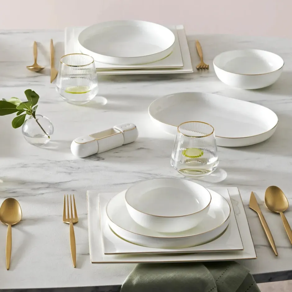 Karaca Tafelservice Für 12 Personen-Fine Pearl Extra Nish 62-Teiliges 12-Personen Geschirrset Gold