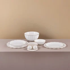 Karaca Tafelservice Für 12 Personen-Fine Pearl Extra Shell 58 Stück 12 Sitzer Dinner Set Gold