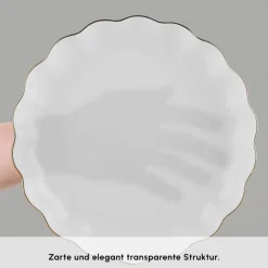 Karaca Tafelservice Für 12 Personen-Fine Pearl Extra Shell 58 Stück 12 Sitzer Dinner Set Gold
